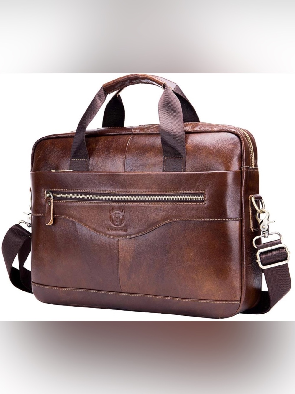 Bull Captain Genuine Leather Messenger Bag Brown Shoulder Crossbody Travel NWT